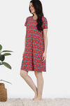 Zivame Shells Puzzle Knit Poly Knee Length Nightdress - Tomato Puree — thumbnail 3